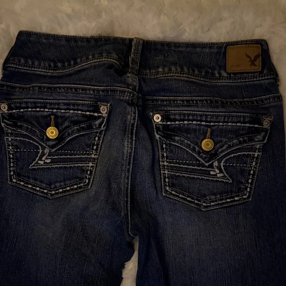 American Eagle Outfitters Dark Blue Straight Leg Jeans - Picture 3 of 6
